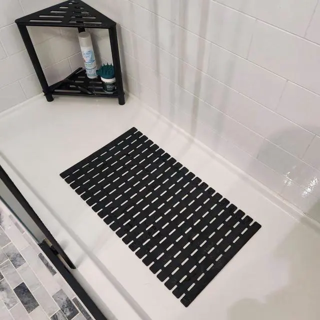 Alt view image 7 of 7 - Shower Mat Non Slip Bathtub Mat with Suction Cups and Drain Holes 27.5 x15.7 Inch Bath Mat for Tub & Shower.Easy Dry,Easy to Cut,Eco-Friendly
