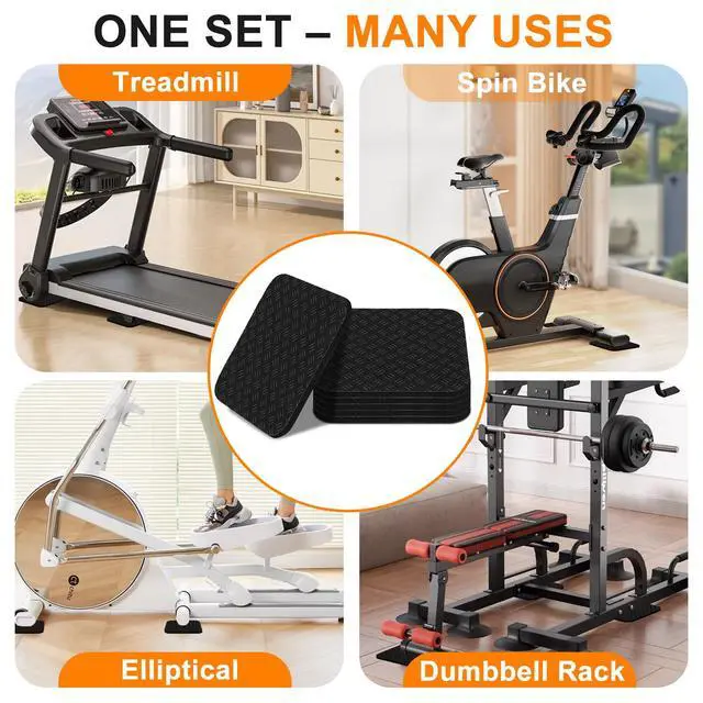 Alt view image 4 of 7 - Compact Silicone Treadmill Mat, Non-Slip Shock Absorbing Pad, Floor Protector for Home Gym Equipment, Easy to Clean, Anti-Vibration, Prevents Floor Damage (4, 3.94x3.94x0.2inch)