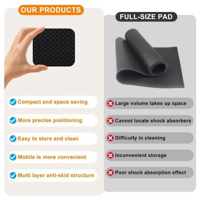 Alt view image 6 of 7 - Compact Silicone Treadmill Mat, Non-Slip Shock Absorbing Pad, Floor Protector for Home Gym Equipment, Easy to Clean, Anti-Vibration, Prevents Floor Damage (4, 3.94x3.94x0.2inch)