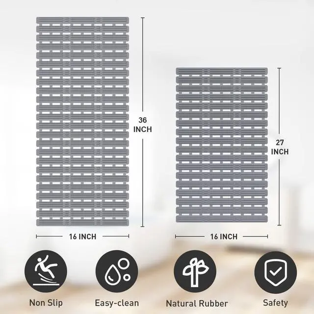 Alt view image 3 of 7 - Rubber Bath Mat for Tub Non Slip, 36 x 16 inches Bathtub Mat Non Slip Shower Mats for Inside Shower, Safety Anti Slip Shower Mat with Suction Cups, Easy to Cut Bath Tub Mat, Ink Gray
