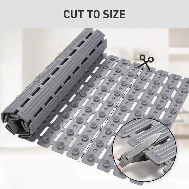 Alt view image 6 of 7 - Rubber Bath Mat for Tub Non Slip, 36 x 16 inches Bathtub Mat Non Slip Shower Mats for Inside Shower, Safety Anti Slip Shower Mat with Suction Cups, Easy to Cut Bath Tub Mat, Ink Gray