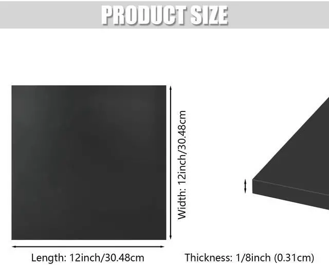 Alt view image 2 of 6 - Black Silicone Rubber Sheet, 60A Silicone Mat, 1/8 x 12 x 12 Inches