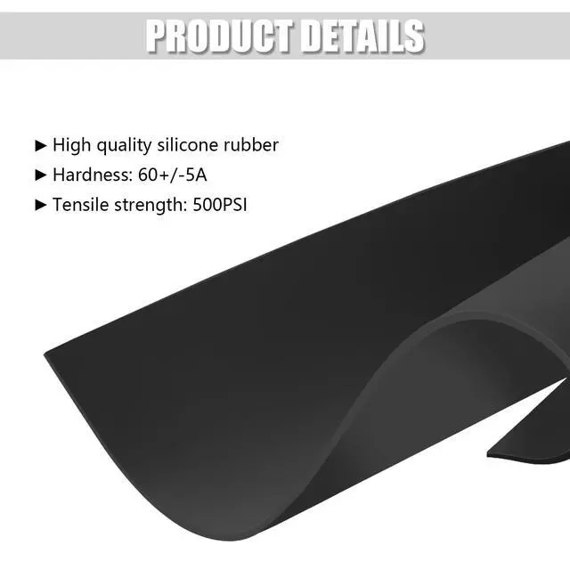 Alt view image 3 of 6 - Black Silicone Rubber Sheet, 60A Silicone Mat, 1/8 x 12 x 12 Inches