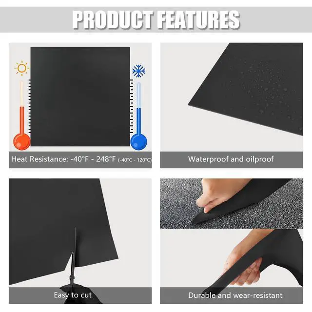 Alt view image 4 of 6 - Black Silicone Rubber Sheet, 60A Silicone Mat, 1/8 x 12 x 12 Inches