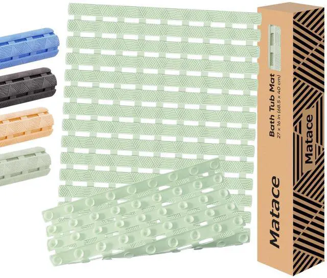 Main image of Bathtub Mat Non Slip - for Inside Bath Tub & Shower, Small 27x16 Inch, 180 Strong Suction Cups, Soft Textured Surface, Fast Drain & Quick Dry, Bathroom Safety Mat, Sage Green, Matace
