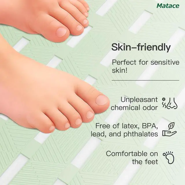Alt view image 3 of 7 - Bathtub Mat Non Slip - for Inside Bath Tub & Shower, Small 27x16 Inch, 180 Strong Suction Cups, Soft Textured Surface, Fast Drain & Quick Dry, Bathroom Safety Mat, Sage Green, Matace