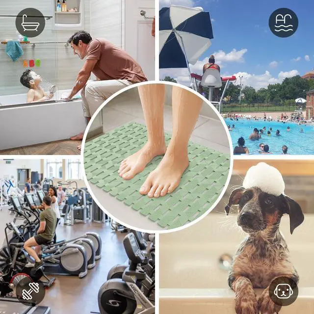Alt view image 6 of 7 - Bathtub Mat Non Slip - for Inside Bath Tub & Shower, Small 27x16 Inch, 180 Strong Suction Cups, Soft Textured Surface, Fast Drain & Quick Dry, Bathroom Safety Mat, Sage Green, Matace