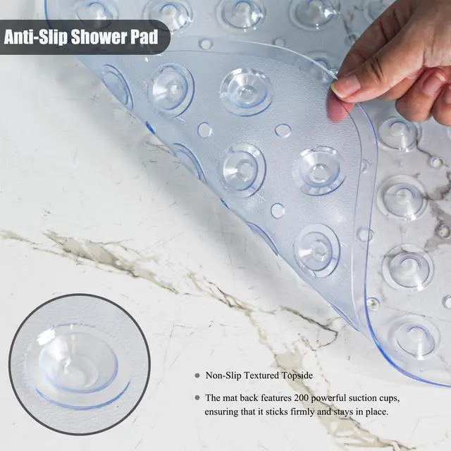 Alt view image 2 of 6 - Bathtub and Shower Mats, 28 x 15 Inch Non-Slip Bath Mat, Machine Washable Bath Tub Mat with Suction Cups & Drain Holes for Bathroom, Beige