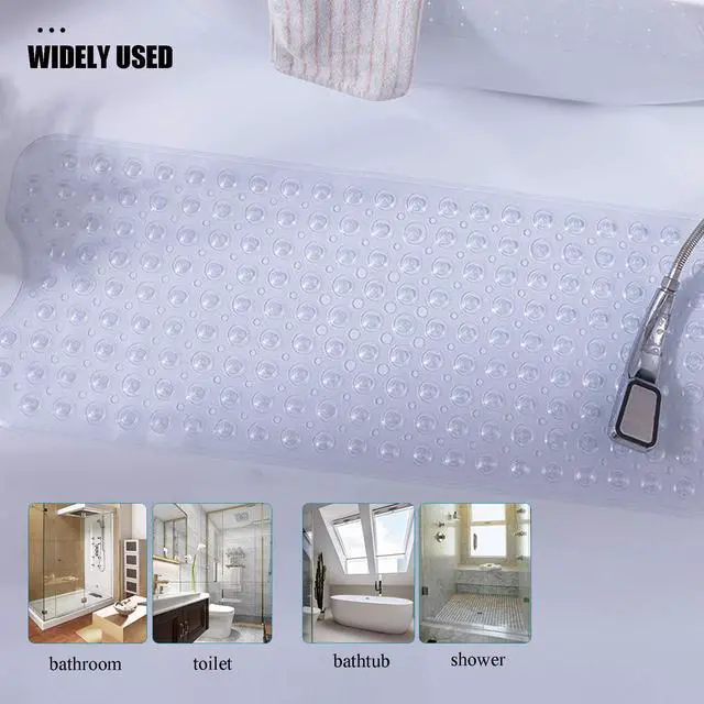 Alt view image 6 of 6 - Bathtub and Shower Mats, 28 x 15 Inch Non-Slip Bath Mat, Machine Washable Bath Tub Mat with Suction Cups & Drain Holes for Bathroom, Beige