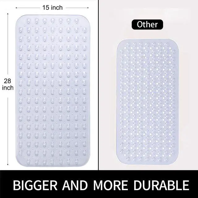 Alt view image 4 of 6 - Bathtub and Shower Mats, 28 x 15 Inch Non-Slip Bath Mat, Machine Washable Bath Tub Mat with Suction Cups & Drain Holes for Bathroom, Beige