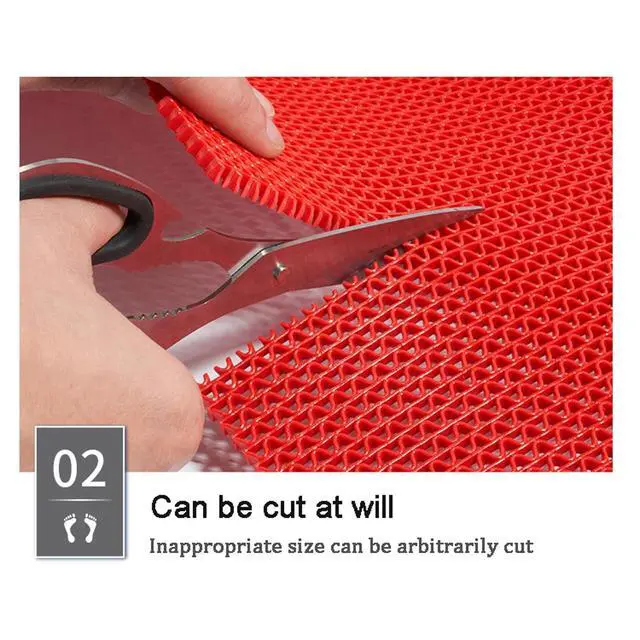 Alt view image 3 of 7 - Drainage Non Slip Mats 3'x3.3' Heavy Duty Commercial Floor Mat Mesh Hollow Door Mat Roll for Swimming Pool Bathroom Kitchen Garage Indoor Outdoor Wet Area,Blue,0.9×1M/3×3.3FT