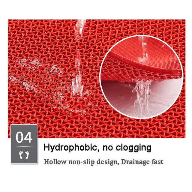 Alt view image 5 of 7 - Drainage Non Slip Mats 3'x3.3' Heavy Duty Commercial Floor Mat Mesh Hollow Door Mat Roll for Swimming Pool Bathroom Kitchen Garage Indoor Outdoor Wet Area,Blue,0.9×1M/3×3.3FT