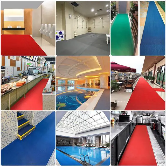 Alt view image 7 of 7 - Drainage Non Slip Mats 3'x3.3' Heavy Duty Commercial Floor Mat Mesh Hollow Door Mat Roll for Swimming Pool Bathroom Kitchen Garage Indoor Outdoor Wet Area,Blue,0.9×1M/3×3.3FT