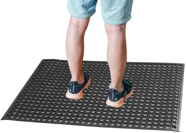 Main image of Outdoor Rubber Mat Kitchen Anti-Fatigue Floor Mats (24" x 36") Restaurant Bar Floor Mat New Rubber Non Slip Drainage Mat Black