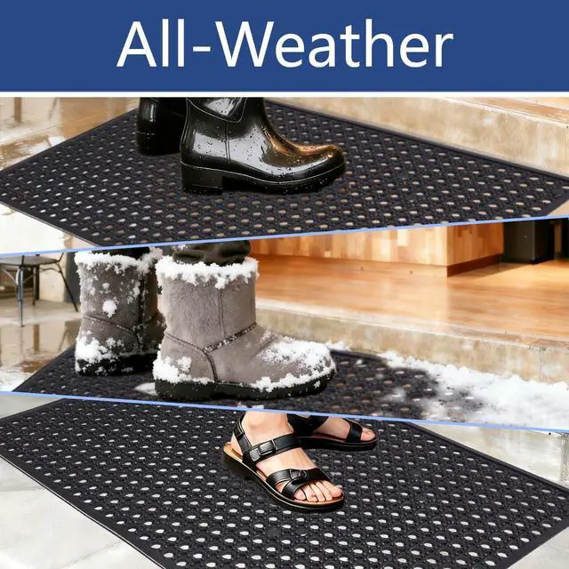 Alt view image 5 of 6 - Outdoor Rubber Mat Kitchen Anti-Fatigue Floor Mats (24" x 36") Restaurant Bar Floor Mat New Rubber Non Slip Drainage Mat Black
