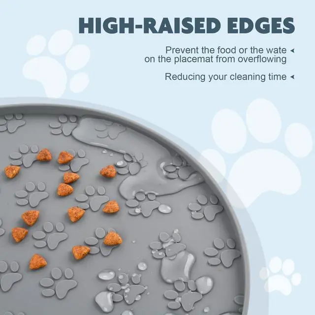 Alt view image 3 of 7 - Silicone Pet Food Mat Dog Cat Feeding Bowl Mats Grey