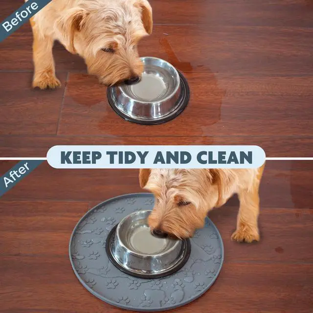 Alt view image 4 of 7 - Silicone Pet Food Mat Dog Cat Feeding Bowl Mats Grey