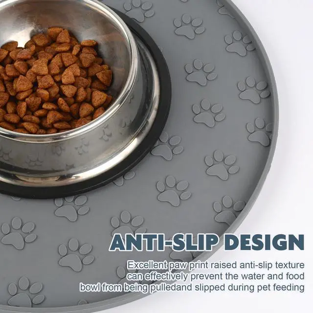 Alt view image 7 of 7 - Silicone Pet Food Mat Dog Cat Feeding Bowl Mats Grey
