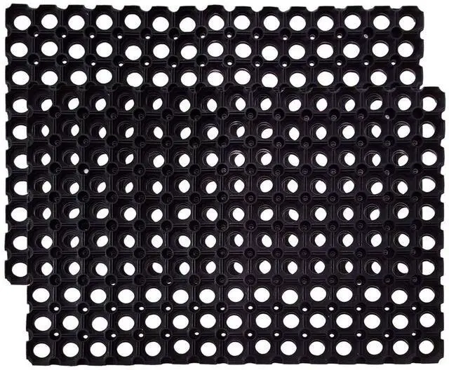 Main image of Interlocking Rubber Drainage Floor Mat - Anti-Fatigue - 24 x 16 inches - 2 Mats