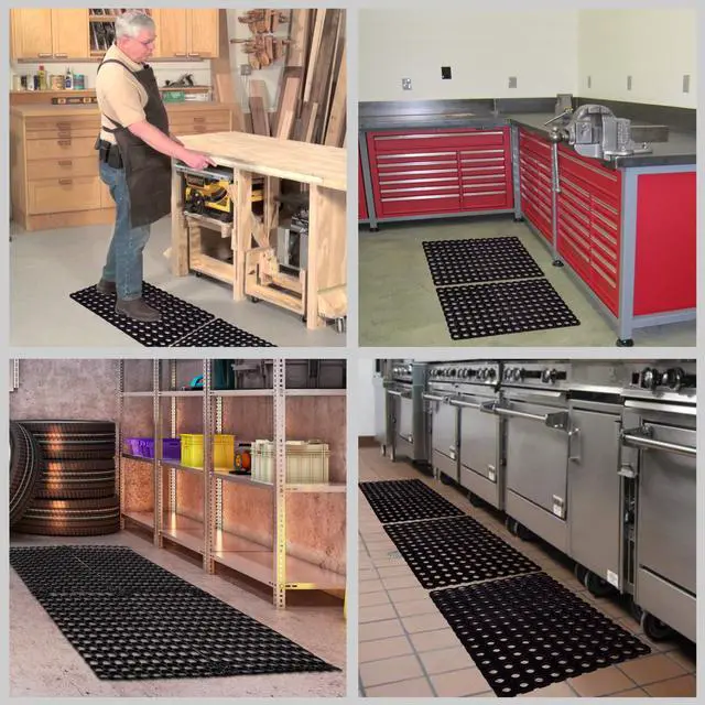 Alt view image 3 of 6 - Interlocking Rubber Drainage Floor Mat - Anti-Fatigue - 24 x 16 inches - 2 Mats