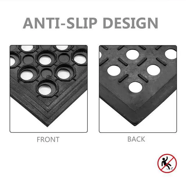 Alt view image 3 of 7 - Rubber Floor Mat with Holes, 24''x 36'' Anti-Fatigue/Non-Slip Drainage Mat, for Industrial Kitchen Restaurant Bar Bathroom, Indoor/Outdoor Cushion