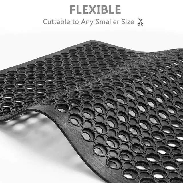 Alt view image 6 of 7 - Rubber Floor Mat with Holes, 24''x 36'' Anti-Fatigue/Non-Slip Drainage Mat, for Industrial Kitchen Restaurant Bar Bathroom, Indoor/Outdoor Cushion