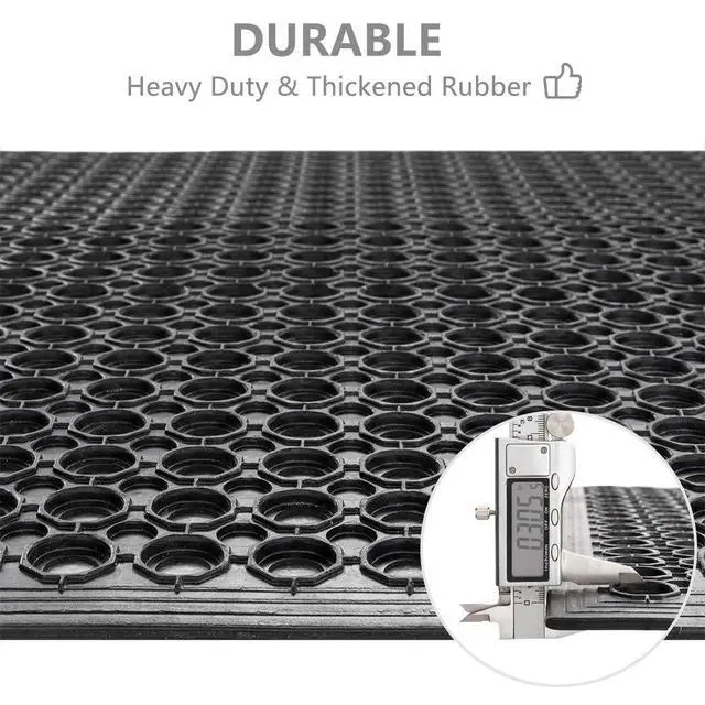 Alt view image 5 of 7 - Rubber Floor Mat with Holes, 24''x 36'' Anti-Fatigue/Non-Slip Drainage Mat, for Industrial Kitchen Restaurant Bar Bathroom, Indoor/Outdoor Cushion