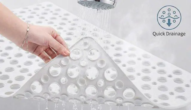 Alt view image 6 of 7 - Nonslip Bath Tub Shower Mat with Suction Cups, Extra Soft TPE Bath Mat for Kids, Bathtub Bathroom Mats, Machine Washable, Smooth/Non-Textured Tubs Only, 30L x 17W Inch(White)