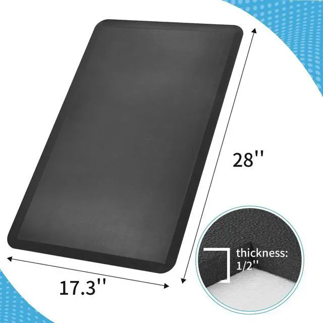 Alt view image 2 of 7 - Anti Fatigue Mat - 1/2 Inch Cushioned Kitchen Mat -Comfort & Non Slip Cushion for Standing Desk, Office or Garage Floor (17.3"x28", Black)