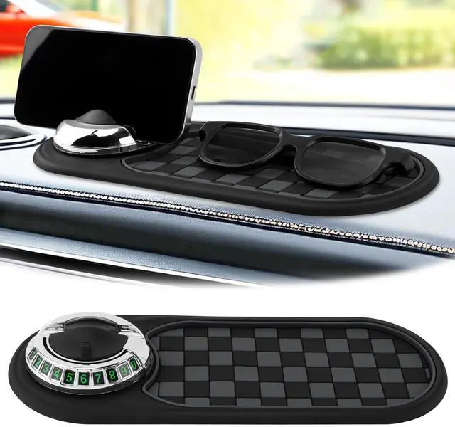 Main image of Multifunction Car Anti-Slip Mat, Car Dashboard Mobile Phone Holder, Anti Slip Mat Phone Holder and Temporary Parking Number Pad - Secure Storage for Sunglasses, Keys, Gadgets