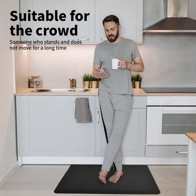 Alt view image 3 of 7 - Anti Fatigue Mat - 1/2 Inch Cushioned Kitchen Mat -Comfort & Non Slip Cushion for Standing Desk, Office or Garage Floor (17.3"x28", Black)