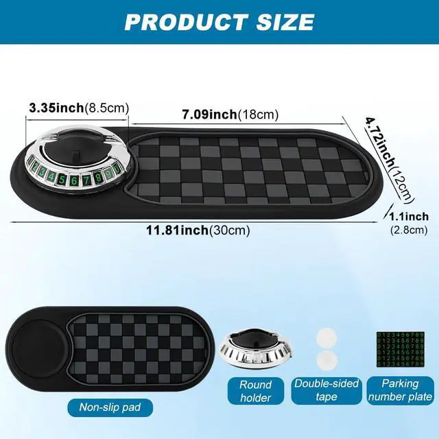Alt view image 2 of 7 - Multifunction Car Anti-Slip Mat, Car Dashboard Mobile Phone Holder, Anti Slip Mat Phone Holder and Temporary Parking Number Pad - Secure Storage for Sunglasses, Keys, Gadgets