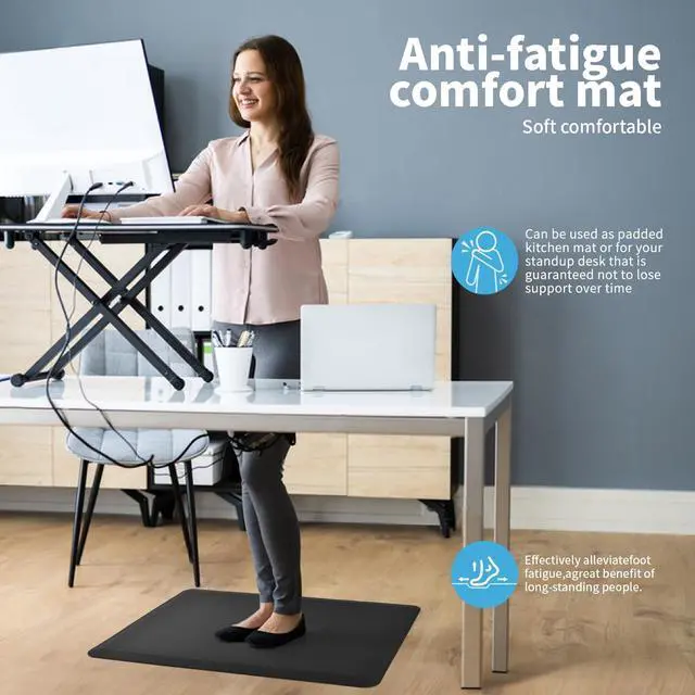 Alt view image 4 of 7 - Anti Fatigue Mat - 1/2 Inch Cushioned Kitchen Mat -Comfort & Non Slip Cushion for Standing Desk, Office or Garage Floor (17.3"x28", Black)