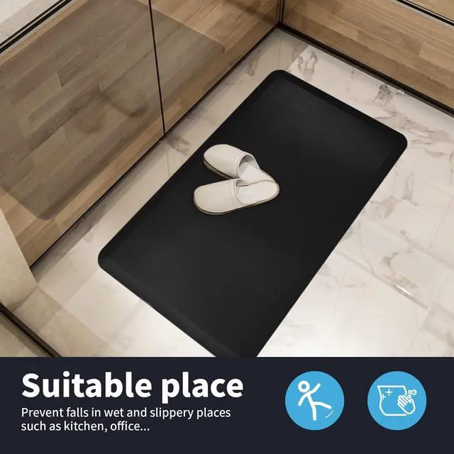 Alt view image 6 of 7 - Anti Fatigue Mat - 1/2 Inch Cushioned Kitchen Mat -Comfort & Non Slip Cushion for Standing Desk, Office or Garage Floor (17.3"x28", Black)