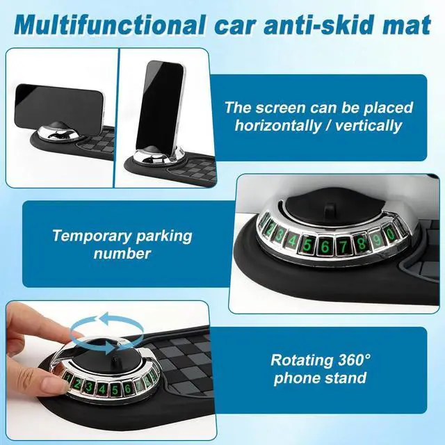 Alt view image 4 of 7 - Multifunction Car Anti-Slip Mat, Car Dashboard Mobile Phone Holder, Anti Slip Mat Phone Holder and Temporary Parking Number Pad - Secure Storage for Sunglasses, Keys, Gadgets
