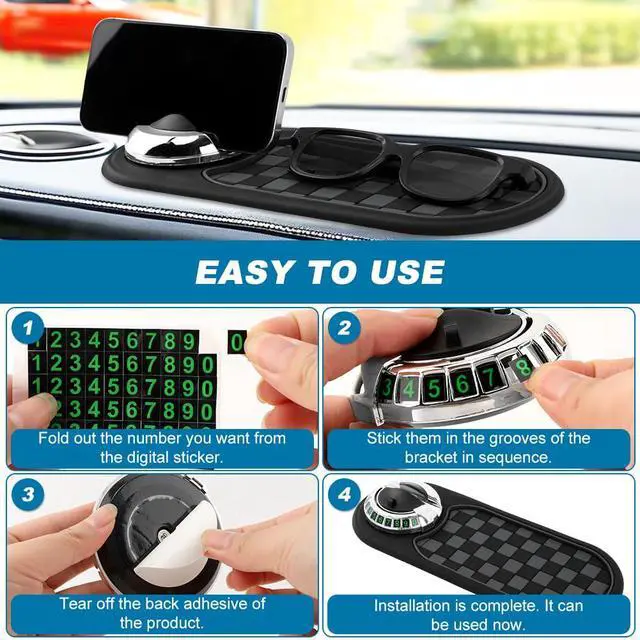 Alt view image 5 of 7 - Multifunction Car Anti-Slip Mat, Car Dashboard Mobile Phone Holder, Anti Slip Mat Phone Holder and Temporary Parking Number Pad - Secure Storage for Sunglasses, Keys, Gadgets