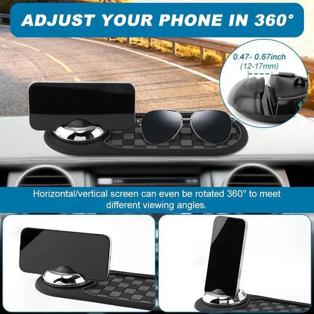 Alt view image 6 of 7 - Multifunction Car Anti-Slip Mat, Car Dashboard Mobile Phone Holder, Anti Slip Mat Phone Holder and Temporary Parking Number Pad - Secure Storage for Sunglasses, Keys, Gadgets