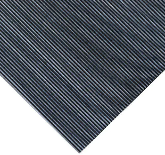 Alt view image 2 of 6 - Fine Rib Corrugated Rubber Floor Mat - 1/8" x 3ft x 4ft Black