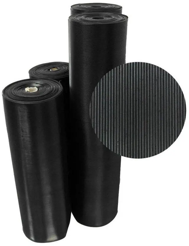 Main image of Fine Rib Corrugated Rubber Floor Mat - 1/8" x 3ft x 4ft Black