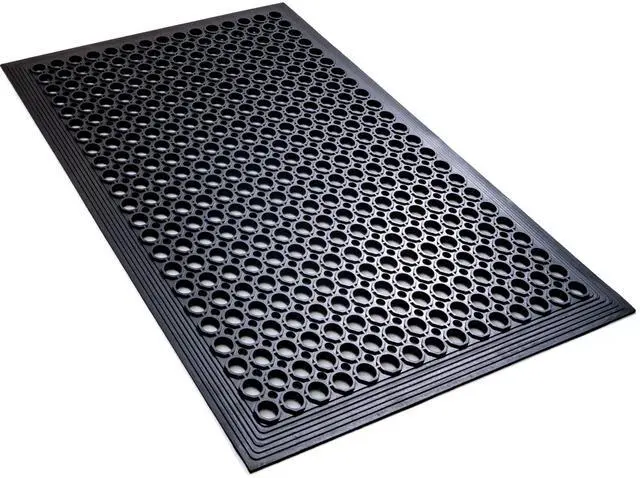 Main image of Anti Fatigue Rubber Floor Mats Restaurant Kitchen Rubber Drainage Mat Out Door Mats Durable Non-Slip Bar Floor Mat Utility Mat Indoor Outdoor Wet Area Use 24" x 36" Black