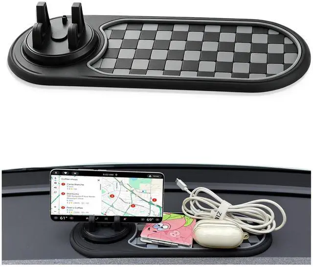 Main image of Multifunctional Car Anti-Slip Mat with 360° Rotating Phone Holder 3 in 1 Anti Slip Mat for Car, Dashboard Mat Anti Slip Pad for Car Dashboard Organizer for Sunglasses, Keys