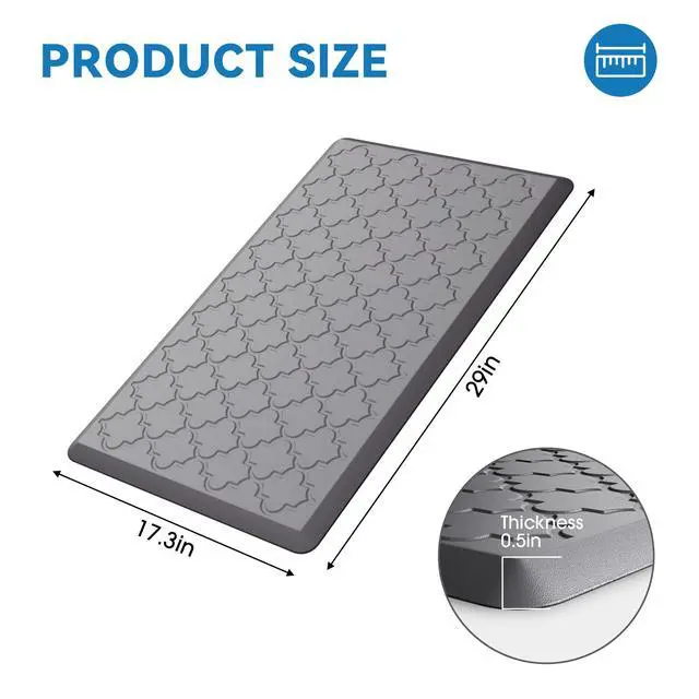 Alt view image 2 of 7 - Kitchen Mats for Floor, Cushioned Anti Fatigue Mat, Non-Slip, Grey