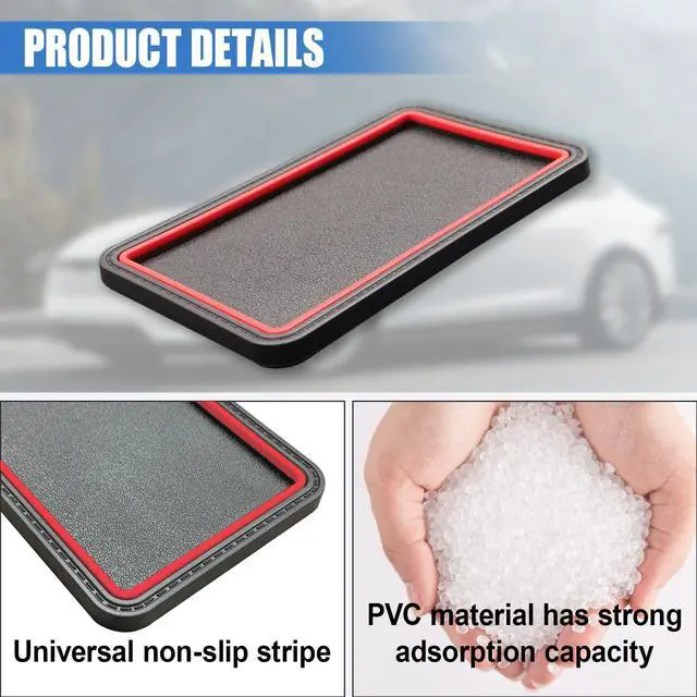 Alt view image 3 of 6 - Car Dashboard Anti-Slip Grip Mat, Cell Phone Holder Gel Pad, Multifunctional Dashboard Sticky Pad, Universal Vehicle Interior Accessories for GPS, Keychains, Sunglasses (Red)