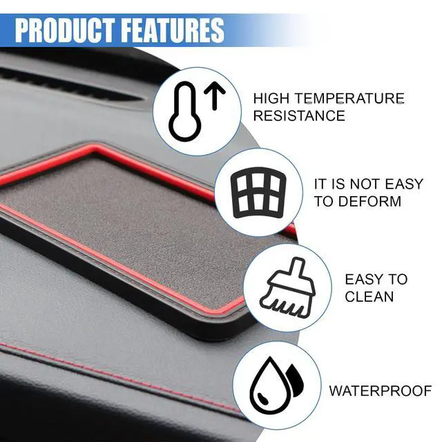 Alt view image 4 of 6 - Car Dashboard Anti-Slip Grip Mat, Cell Phone Holder Gel Pad, Multifunctional Dashboard Sticky Pad, Universal Vehicle Interior Accessories for GPS, Keychains, Sunglasses (Red)