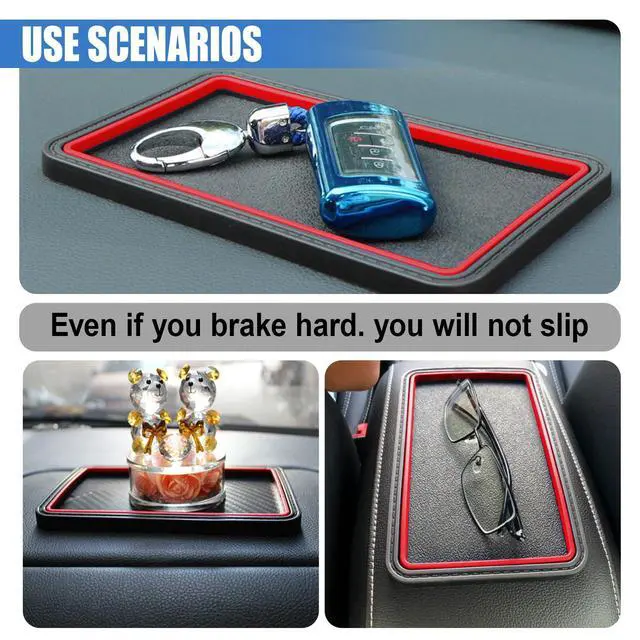 Alt view image 6 of 6 - Car Dashboard Anti-Slip Grip Mat, Cell Phone Holder Gel Pad, Multifunctional Dashboard Sticky Pad, Universal Vehicle Interior Accessories for GPS, Keychains, Sunglasses (Red)