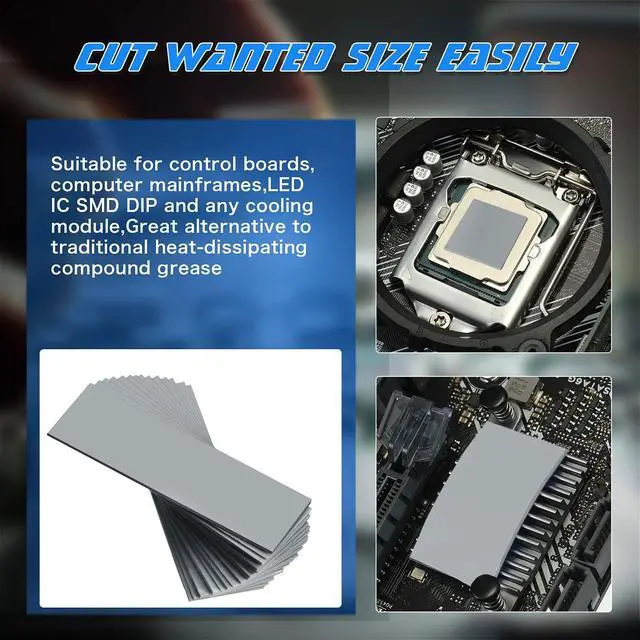 Alt view image 7 of 7 - 30 Pieces 2.6 x 0.8 x0.1 Inch Silicone Thermal Pad Reusable CPU SSD Thermal Conductive Silicone Pad Each Thick for Gpu Heatsink CPU Chip Heat Conduction or LED Heat Conduction(Dark Gray)