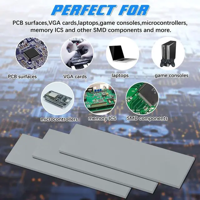 Alt view image 6 of 7 - 30 Pieces 2.6 x 0.8 x0.1 Inch Silicone Thermal Pad Reusable CPU SSD Thermal Conductive Silicone Pad Each Thick for Gpu Heatsink CPU Chip Heat Conduction or LED Heat Conduction(Dark Gray)