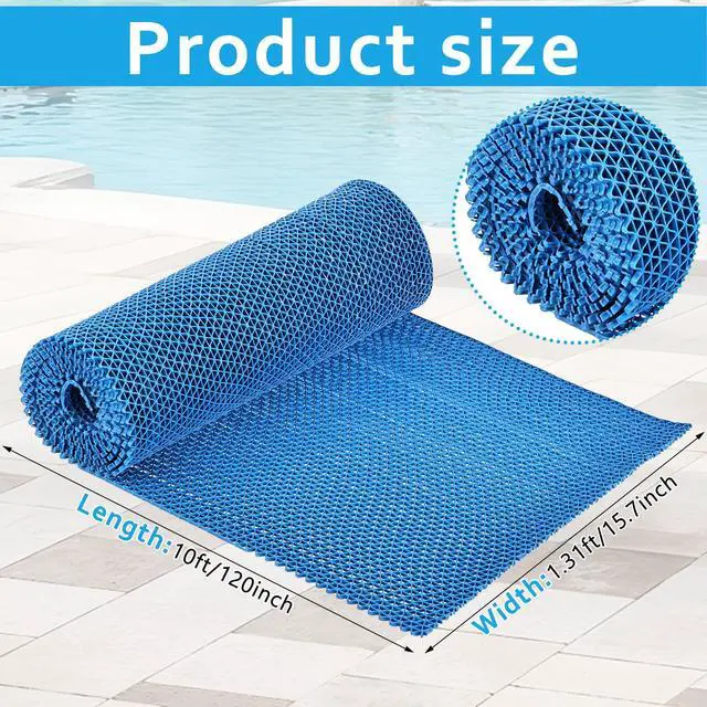 Alt view image 2 of 7 - 16in x 10Ft Drainage Non Slip Flooring Mats Swimming Pool Bathroom Anti-Fatigue Rubber Matting Heavy Duty Commercial Anti Slip Floor Mats for Garage Restaurant Sauna SPA, 15.7inch x 118inch