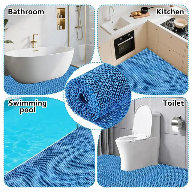 Alt view image 6 of 7 - 16in x 10Ft Drainage Non Slip Flooring Mats Swimming Pool Bathroom Anti-Fatigue Rubber Matting Heavy Duty Commercial Anti Slip Floor Mats for Garage Restaurant Sauna SPA, 15.7inch x 118inch