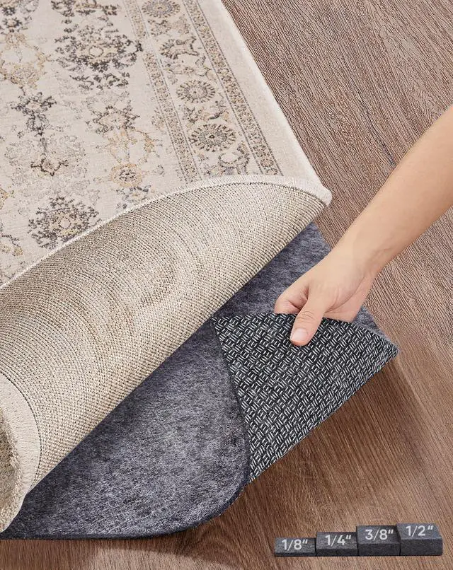 Main image of Non Slip Cushioned Rug Pad Gripper, Felt and Silicone Backing, Carpet Liner Protector Mat for Area Rugs and Hardwood Floors, Keep Rugs Safe and in Place, 2 x 3 Ft 1/8 inch Thick